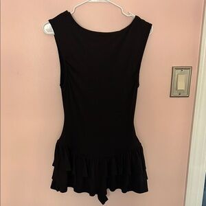 Classic Black Ruffle Hem Womens romper dress